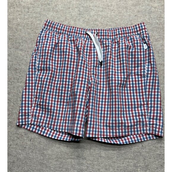 Onia Other - Onia Red White & Blue Gingham Plaid Lined Swim Trunks Men's Size Large